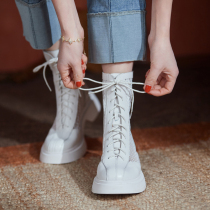White boots Summer breathable thin web-yarn hollowed-out boots Thin Martin Boots Big Code 41-43 Yard small size womens shoes