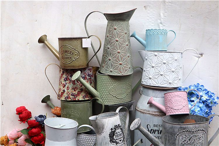 Orphan large collection of American retro style gardening courtyard flower pot iron art green planting flower balcony kettle desktop decoration