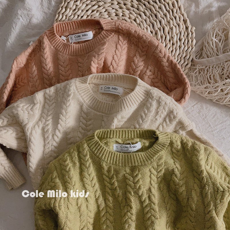 Children's sweater 2022 Spring and Autumn Girls play a pure colored sweater with Korean boy knitting tide