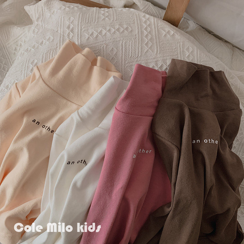 Children's turtleneck bottoming shirt 2022 cotton long-sleeved girls' Western style tops with trendy new boys' T-shirts for autumn and winter