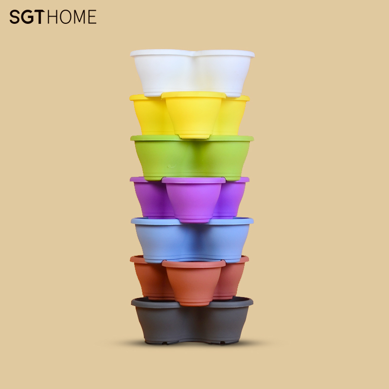 Petal Flower Pot Family Indoor Balcony Fresh PP Resin Solid Multilayer Superimposed Plastic Flower Pots