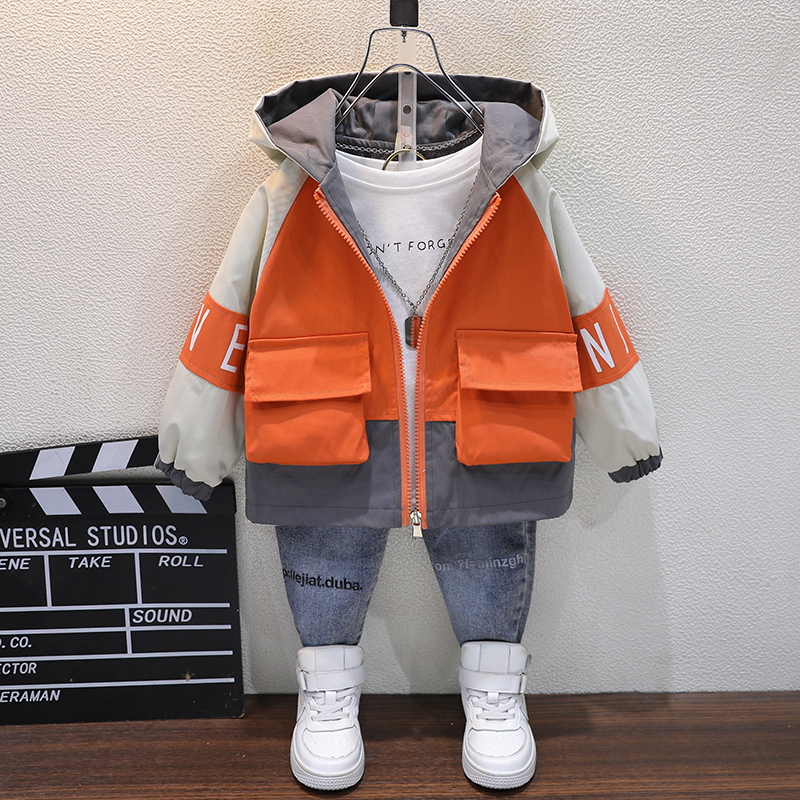 Boy Spring Clothing Jacket 2022 New Children Spring Autumn Season Men's Baby Foreign Pie Korean Version Handsome Windsuit Jacket