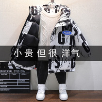 Boy Winter Clothing Cotton Coat 2021 New Ocean Gas Boy Thickened Cotton Padded Jacket Small Children Winter Down Cotton Clothing Jacket Tide