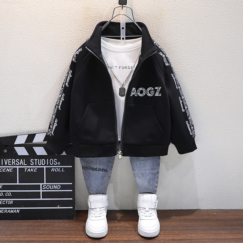 Boy Jacket Spring 2022 New Boy Dress Boy Foreign Pie Jacket Mid-Boy Spring Autumn Casual Sports Blouses