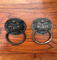 Old-fashioned door Chinese antique door Beast head pure copper handle Lion head door knocker Copper handle Tiger head decorative accessories