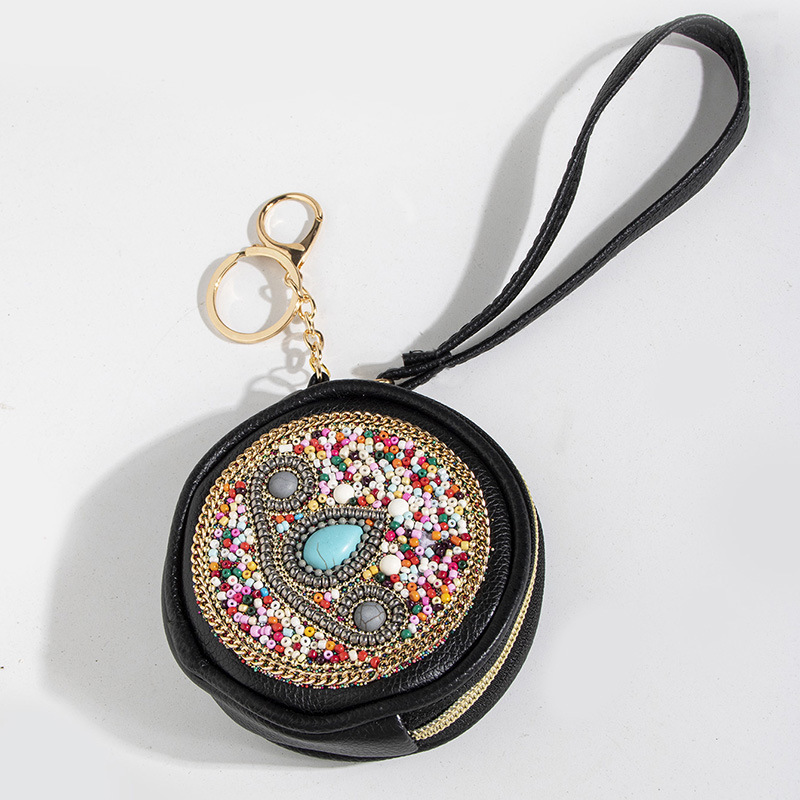 Bohemian Ethnic Style Xinjiang Travel Handbag Coin Purse Retro Seed Bead Bag Hanging Round Mini Bag Bohemian Ethnic Style Xinjiang Travel Handbag Coin Purse Retro Seed Bead Bag Hanging Round Mini Bag