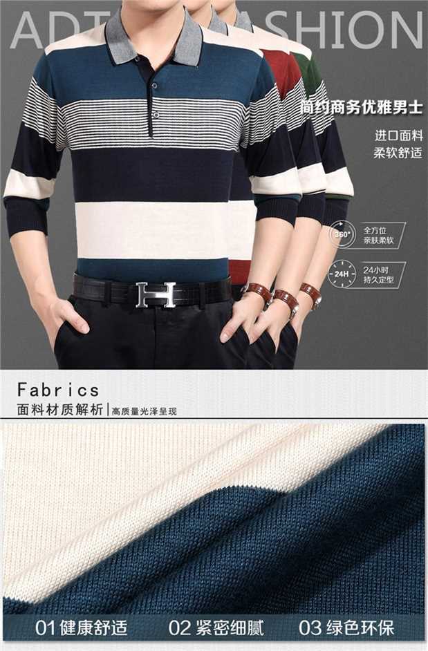 Áo thun nam tay dài trung niên mùa xuân cotton mỏng có ve áo có quần lửng nam trung niên mùa xuân áo polo nam