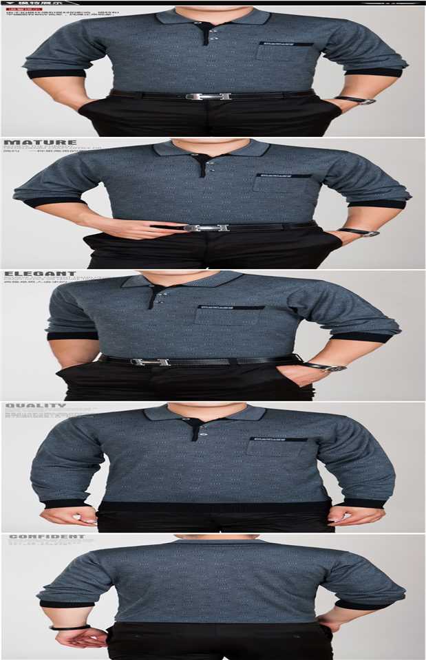Áo thun nam tay dài trung niên mùa xuân cotton mỏng có ve áo có quần lửng nam trung niên mùa xuân áo polo nam