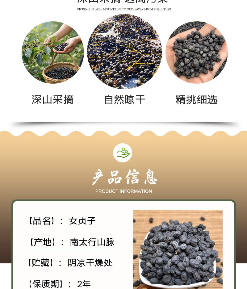 Wild Ligustrum Fruit Nuzhenzi Dried Whole Berries Taihang Mountain Harvest Traditional TCM Herbal Tea Loose Bulk key features