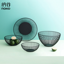 Simple fruit basket European living room fruit plate Household Wrought iron lek fruit basin Snack plate Creative home storage basket
