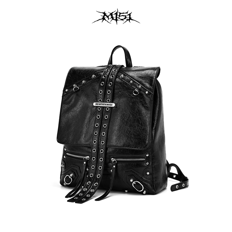 【M151 Rebel Genius】Lightweight Black Backpack with a Unique Original Design, Light Avant-Garde Studded Backpack 【M151 Rebel Genius】Lightweight Black Backpack with a Unique Original Design, Light Avant-Garde Studded Backpack