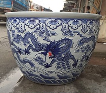 Jingdezhen Ceramic Qingflower Carved Dragon Fish Tank Courtyard outdoor Town Residence Feng Shui Large Vat Lotus Sleeping Lotus carp fish tank