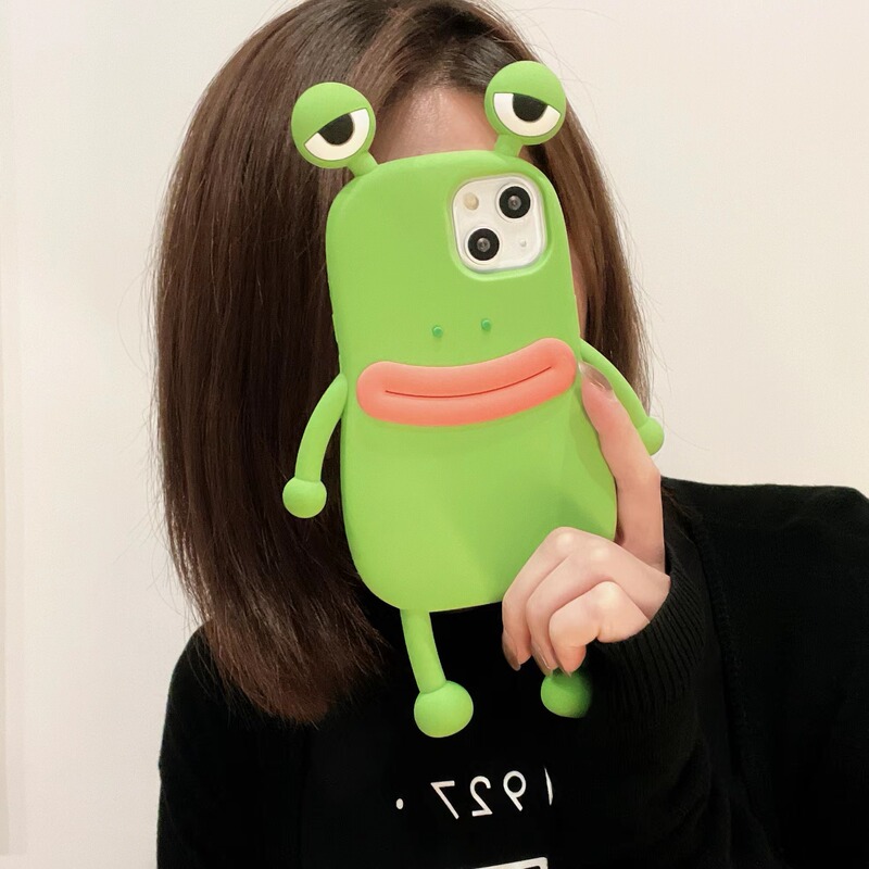 18/16Pro Zhao Lusi Same Style 17 Fun and Quirky Cartoon Frog 15 Suitable for iPhone 14 Pro Max Apple 13 Phone Case 12 Full Protection Anti-Drop Silicone Soft 11/Xr Cute Protective Cover