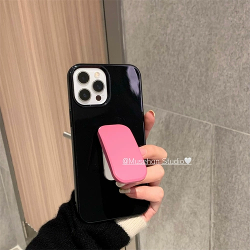 Ins простая ниша розово-красная выдвижная подставка 15Pro подходит для iphone13ProMax черный мягкий корпус iPhone12 сплошной цвет 15 невидимая подставка 14 «все включено» 11 защитный чехол с мягким корпусом от падения
