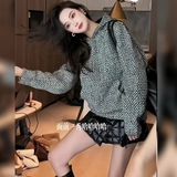 Плетеная демисезонная толстовка с капюшоном, в стиле Шанель, увеличенная толщина, премиум класс