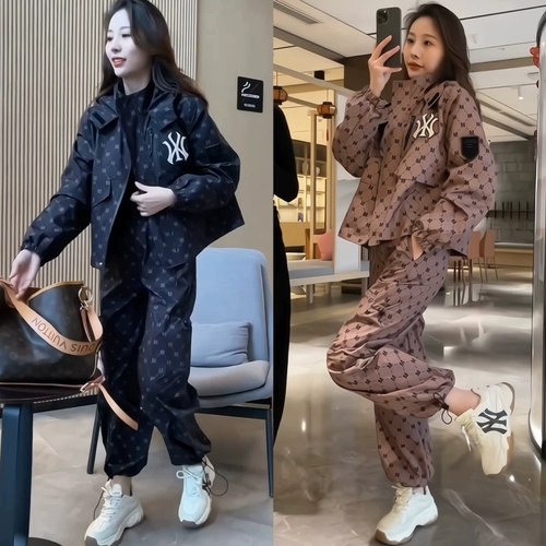 Дизайнерский комплект, осенняя куртка, штаны, в американском стиле, тренд сезона