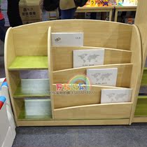 New kindergarten early education solid wood cabinet childrens bookshelf storage rack Ladder Bookcase storage storage cabinet