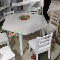 Boutique recommended white aristocratic paint hexagonal table kindergarten childrens hexagonal table six people painting table paint table