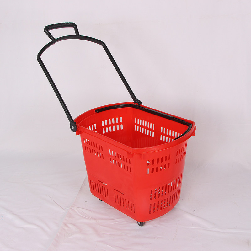 Hot Pins Supermarket Shopping Basket Cart Ralever KTV Plastic Basket Carrying Basket With Wheels Buy Vegetable Blue