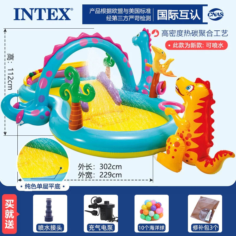 INTEX большой плавательный бассейн, надувной туристический морской водный горка водная игра