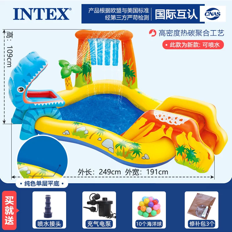INTEX большой плавательный бассейн, надувной туристический морской водный горка водная игра