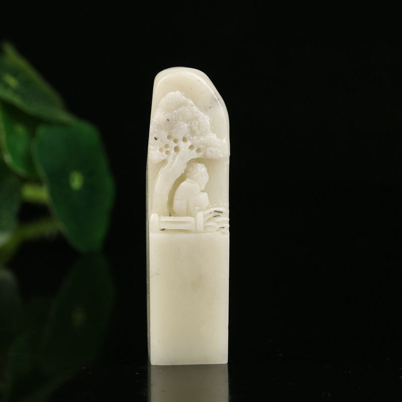 Shoushan Stone Hibiscus frozen Matsushita Landscape Seal carving Seal Stone Calligraphy Name Lettering chapter Elegant ornaments LSJ463