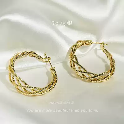 NAKO ring earrings 2021 new trendy sterling silver stud earrings ins air quality advanced atmospheric design earrings