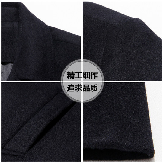 Abrigo de lana grueso de invierno de piel de zorro para hombre, abrigo largo hasta la rodilla, cortavientos, abrigo de lana para papá de mediana edad y ancianos