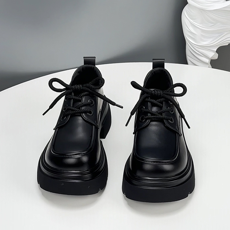 British Genuine Leather Thick-Soled Loafers for Women 2026 New Autumn Height-Increasing Soft-Soled Single Shoes British Style Black Leather Shoes British Genuine Leather Thick-Soled Loafers for Women 2026 New Autumn Height-Increasing Soft-Soled Single Shoes British Style Black Leather Shoes