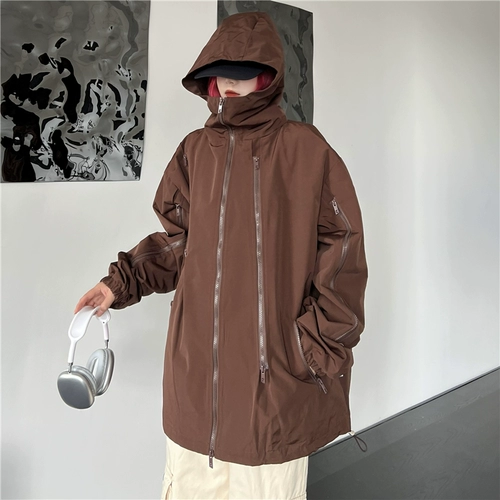 Японская бордовая мужская демисезонная куртка, пуховик, в американском стиле