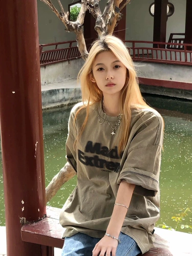 Ретро летняя футболка, трендовая парная одежда для влюбленных, в американском стиле, европейский стиль, короткий рукав