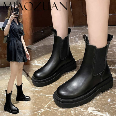 mona同款烟筒靴女厚底网红英伦中筒靴