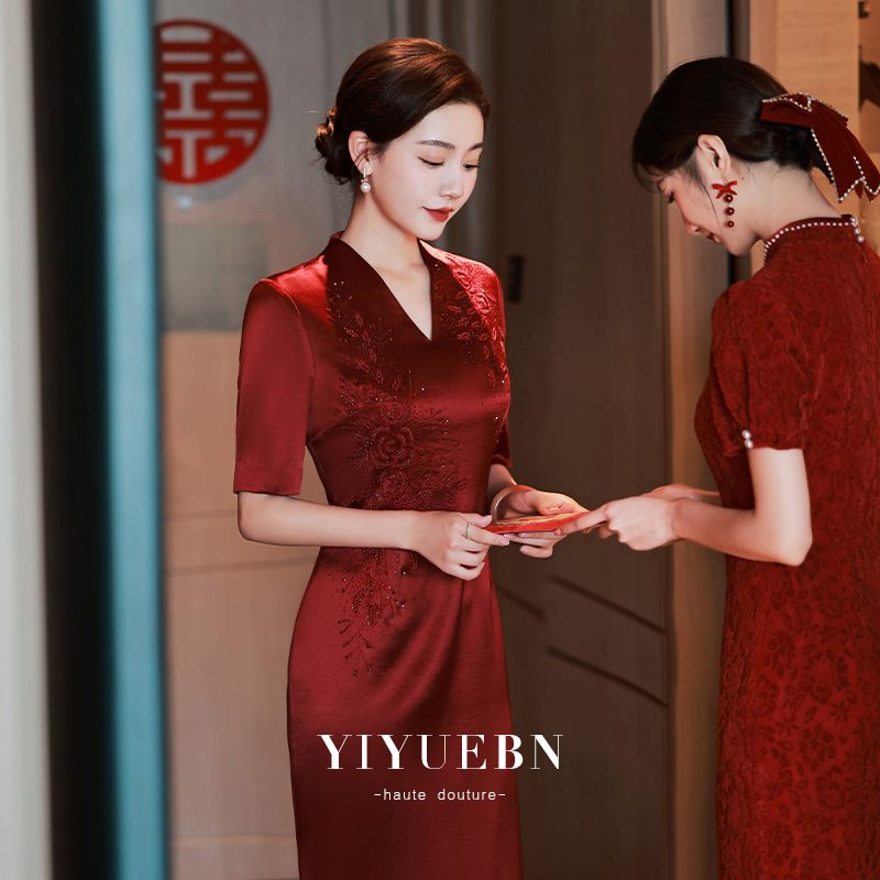 Elegant clothing, elite wedding dress for mother, cheongsam, bright catchy style, plus size
