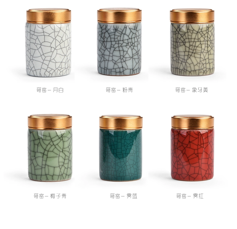 Hongbo Yipin Celadon Mini Small Seal Tea Can Ceramic Portable Small Can Tea Home Travel Tea Set Tea Box bình uống trà