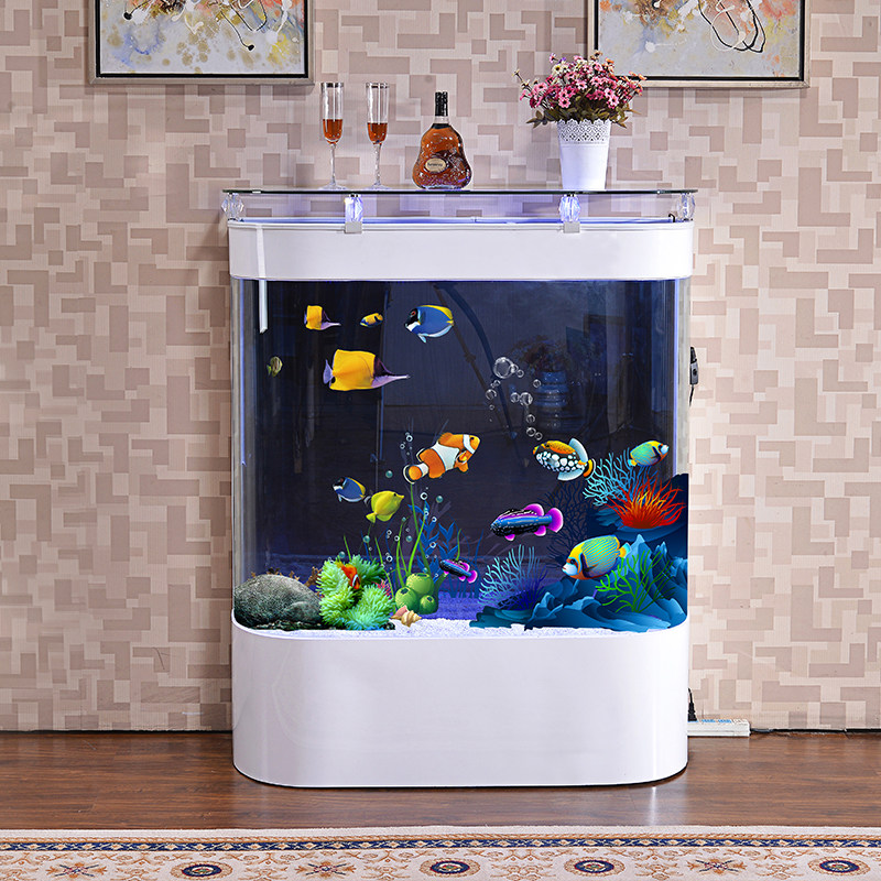 Double round self-cleaning fish tank aquarium water-free glass home living room landscaping ecological floor large goldfish tank