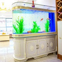 Fish tank living room small floor-to-ceiling home landscaping ecological water-free bullet goldfish tank screen partition cabinet bottom filter