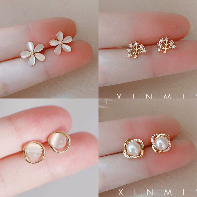 Серьги, японские и корейские, кошачий глаз, цветочные, простой и элегантный дизайн, коллекция 2023 года