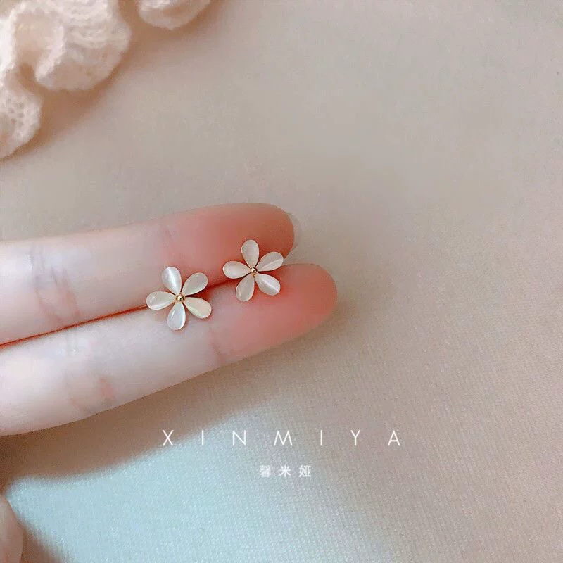 Серьги, японские и корейские, кошачий глаз, цветочные, простой и элегантный дизайн, коллекция 2023 года