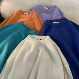 Цветной демисезонный трикотажный брендовый свитер для школьников, круглый воротник