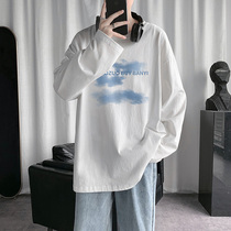 Long sleeve T-shirt mens fashion trends 100 hitch loose casual spring and autumn season blouses Korean version of the bottom jersey for the bottom jersey