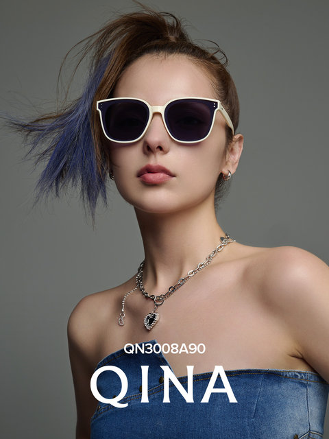 QINA Qina sunglasses women's new style Zhao Lusi's same style sunglasses without makeup beauty sunglasses for men and women QN3008