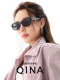 Qina glasses Zhao Lusi same style personalized retro cat eye small frame sunscreen sunglasses women's sunglasses men's QN3011