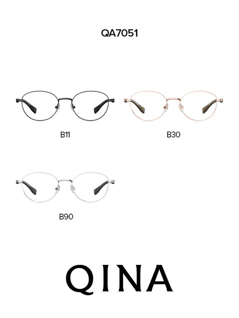 Qina's 25-year new myopia glasses frame lightweight titanium frame retro frame women's round frame can be matched with prescription men's QA7051