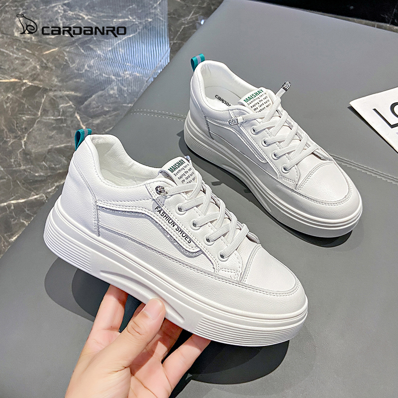 Increase in small white shoes in Italy Cardan Road women 2023 new Winter women shoes thick bottom casual One foot pedal plate shoes-Taobao