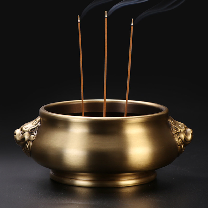Siyou pure copper incense burner large household incense burner indoor offering ring incense burner incense line incense Xuande stove ornaments