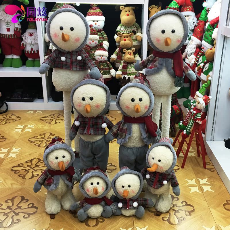 Christmas decorations snowman doll ornaments large snowman window Christmas tree mall scene props