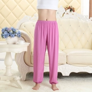 Quần Pyjama cho nam Quần cotton Phần trung niên Mỏng rộng Kích thước lớn Thể thao Cotton giản dị Quần bố Old Man Home Quần