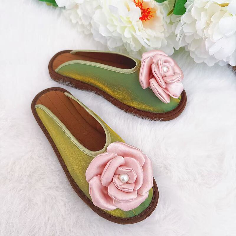 [Flower Road] Old Beijing Cloth Shoes for Women, Adult, Thousand-Layer Sole, Comfortable, Breathable, Chinese Style, Modern Style, Sweat-Absorbing Slippers