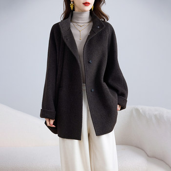 Women's double-sided velvet coat mid-length woolen woolen coat