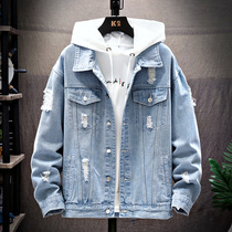 Mens spring and autumn denim jacket 2021 new Korean version of the trend casual mens autumn clothes youth jacket